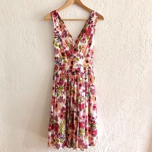 Anthropologie Aryeh V Neck Gathered Pink Floral Dress S